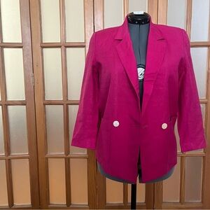 Vintage Chaus Petites Pink Linen Blazer
